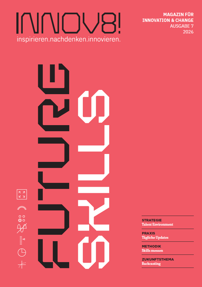 Titelseite/Cover der achten Ausgabe von INNOV8, dem digitalen Innovationsmagazin von SOULWORXX zum Thema Future Skills. Titelseite/Cover der achten Ausgabe von INNOV8, dem digitalen Innovationsmagazin von SOULWORXX zum Thema Future Skills.